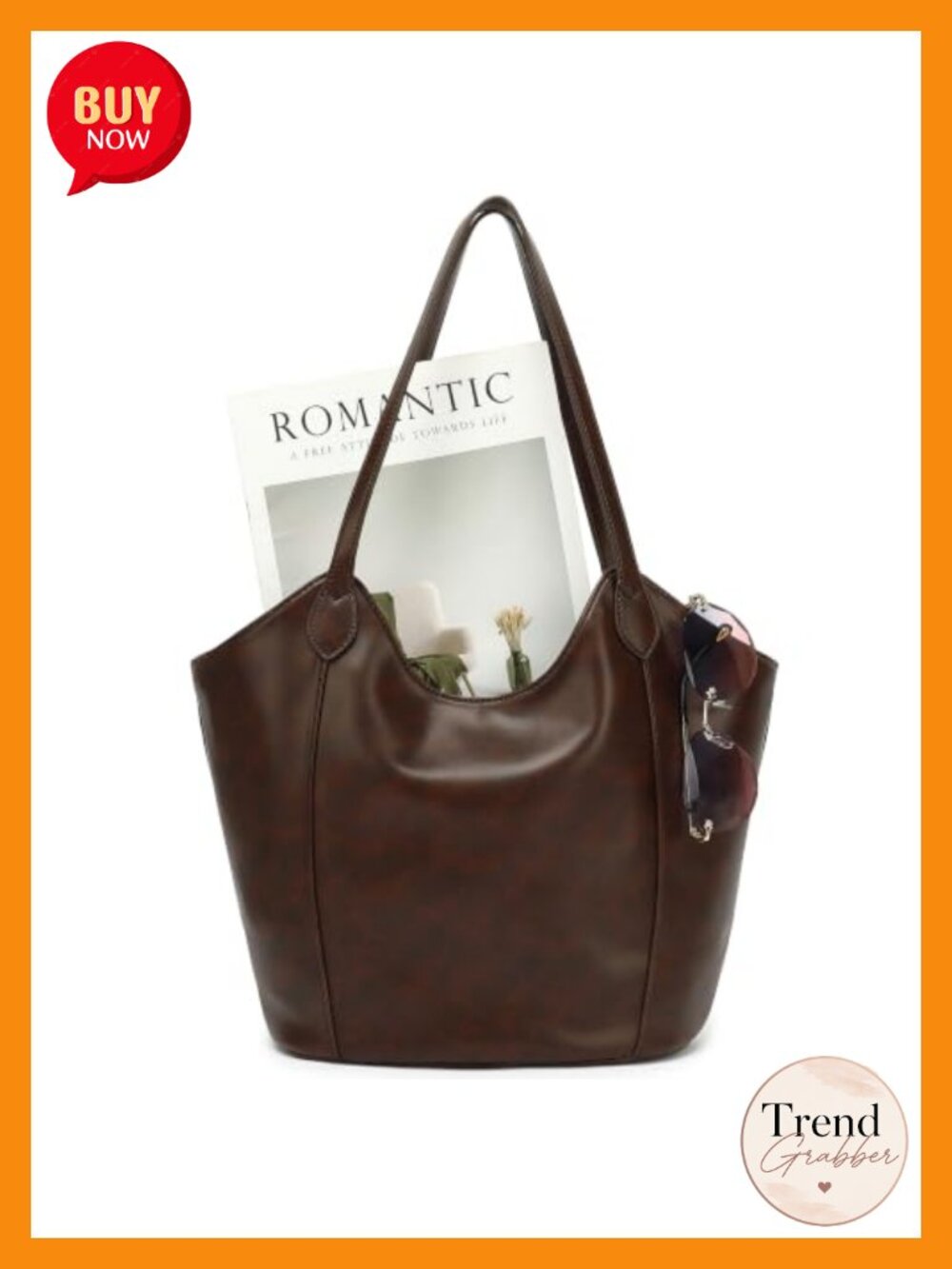 Vintage Soft Leather Tote Bag Lightweight Work Travel Shoulder Purse